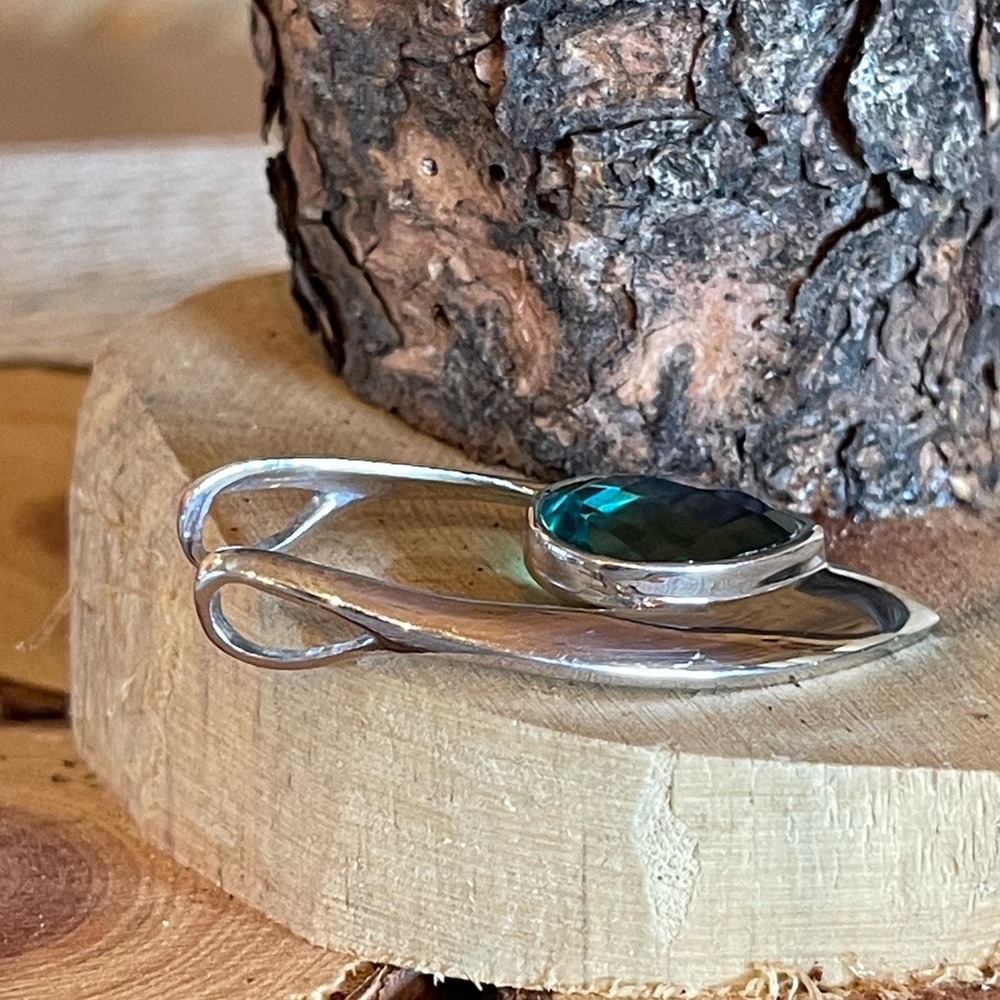 Stunning! Caribbean Blue Green Quartz Pendant & Earrings Set Sterling Silver - Picture 13 of 14